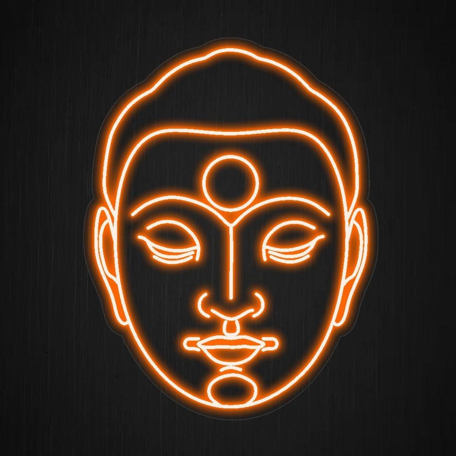 Buddha Face Outline Amber Led Neon Sign For Yoga Meditation Zen Decor | Shineneon