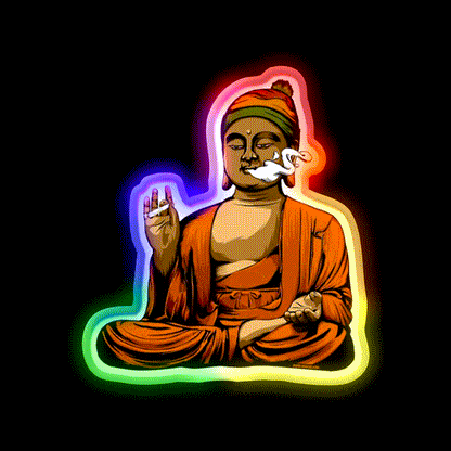 Buddha Hemp Inspired Green Leaf Led Neon Sign Rgb Color - LED neon sign close-up detail