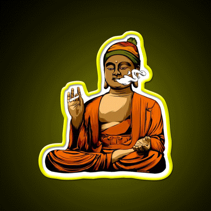 Buddha Hemp Inspired Green Leaf Led Neon Sign Rgb Color - Custom LED neon sign front view