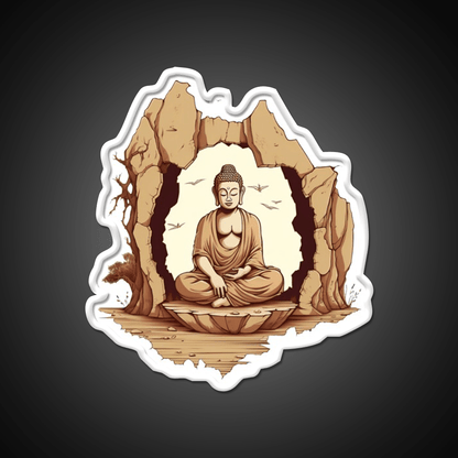 Buddha Sitting On A Stone In A Meditative Illustration Yoga Led Neon Sign Rgb Color - Shineneon