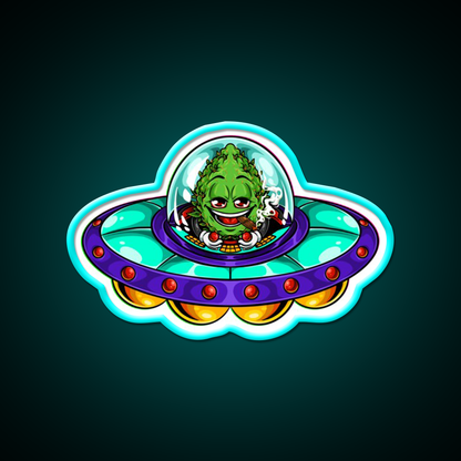 Buds Head Nugz Alien Labs Ufo Hemp Inspired Green Leaf Led Neon Sign Rgb Color - Size and dimension reference