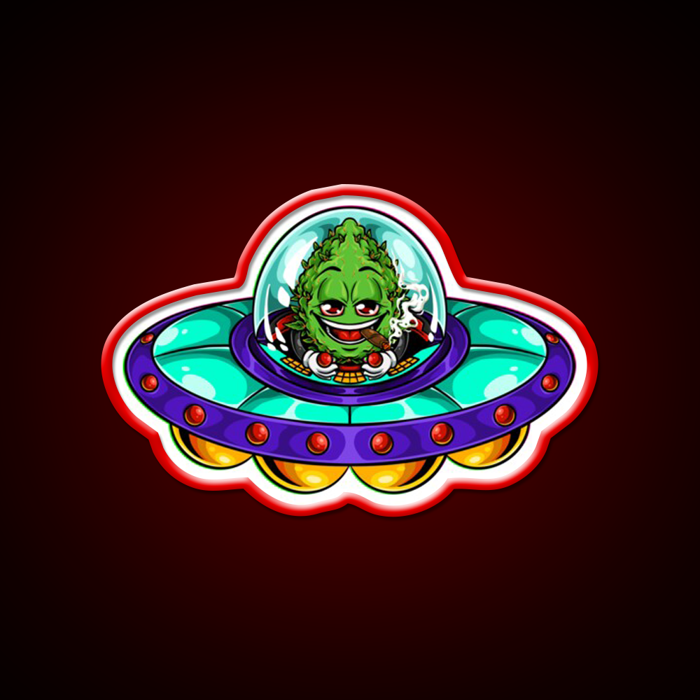 Buds Head Nugz Alien Labs Ufo Hemp Inspired Green Leaf Led Neon Sign Rgb Color - LED neon sign view 10