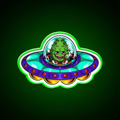 Buds Head Nugz Alien Labs Ufo Hemp Inspired Green Leaf Led Neon Sign Rgb Color - Shineneon