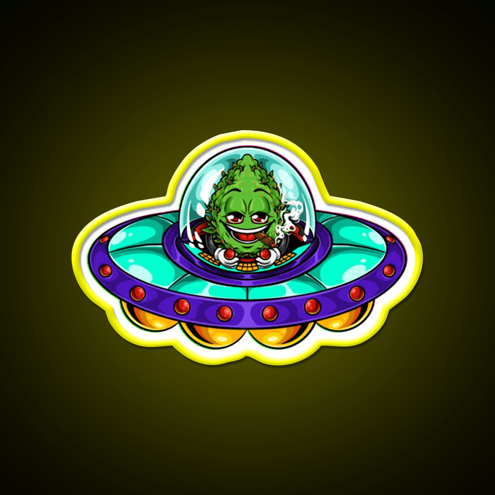 Buds Head Nugz Alien Labs Ufo Hemp Inspired Green Leaf Led Neon Sign Rgb Color - Shineneon