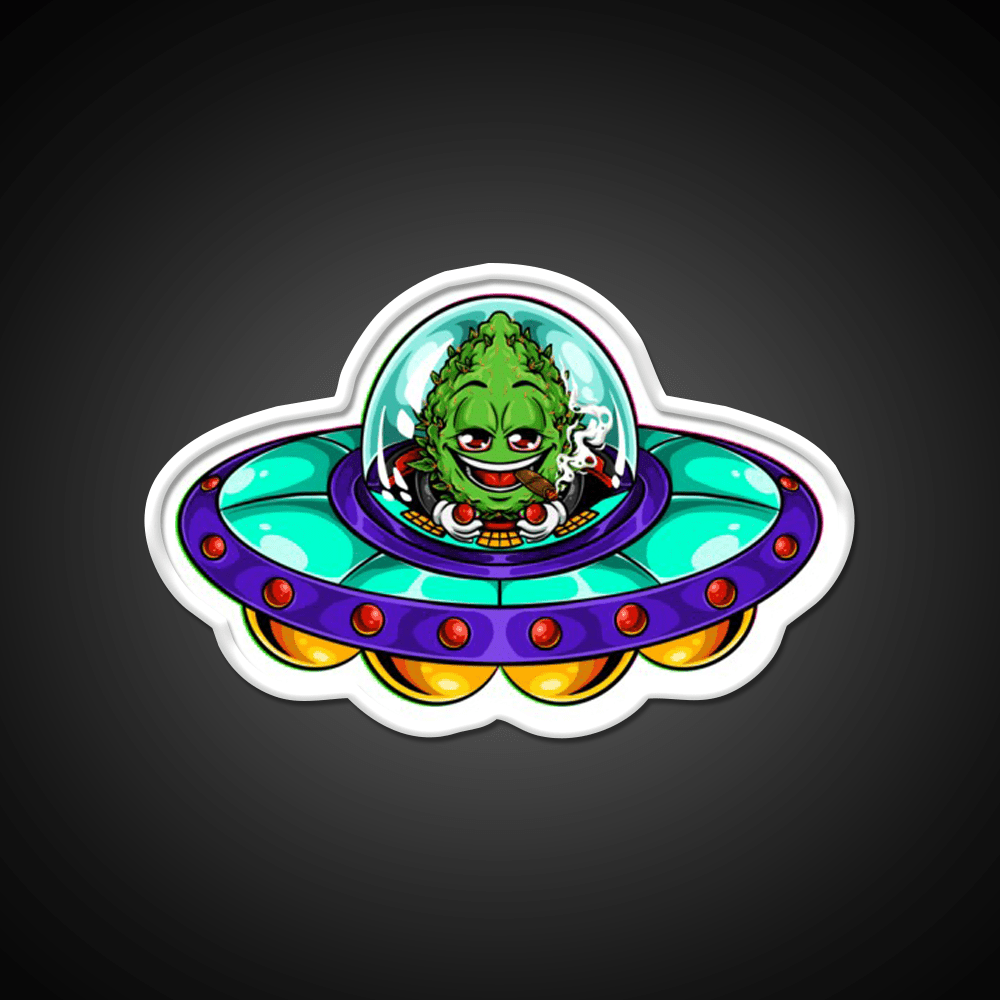 Buds Head Nugz Alien Labs Ufo Hemp Inspired Green Leaf Led Neon Sign Rgb Color - Shineneon