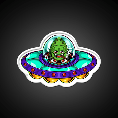 Buds Head Nugz Alien Labs Ufo Hemp Inspired Green Leaf Led Neon Sign Rgb Color - Shineneon