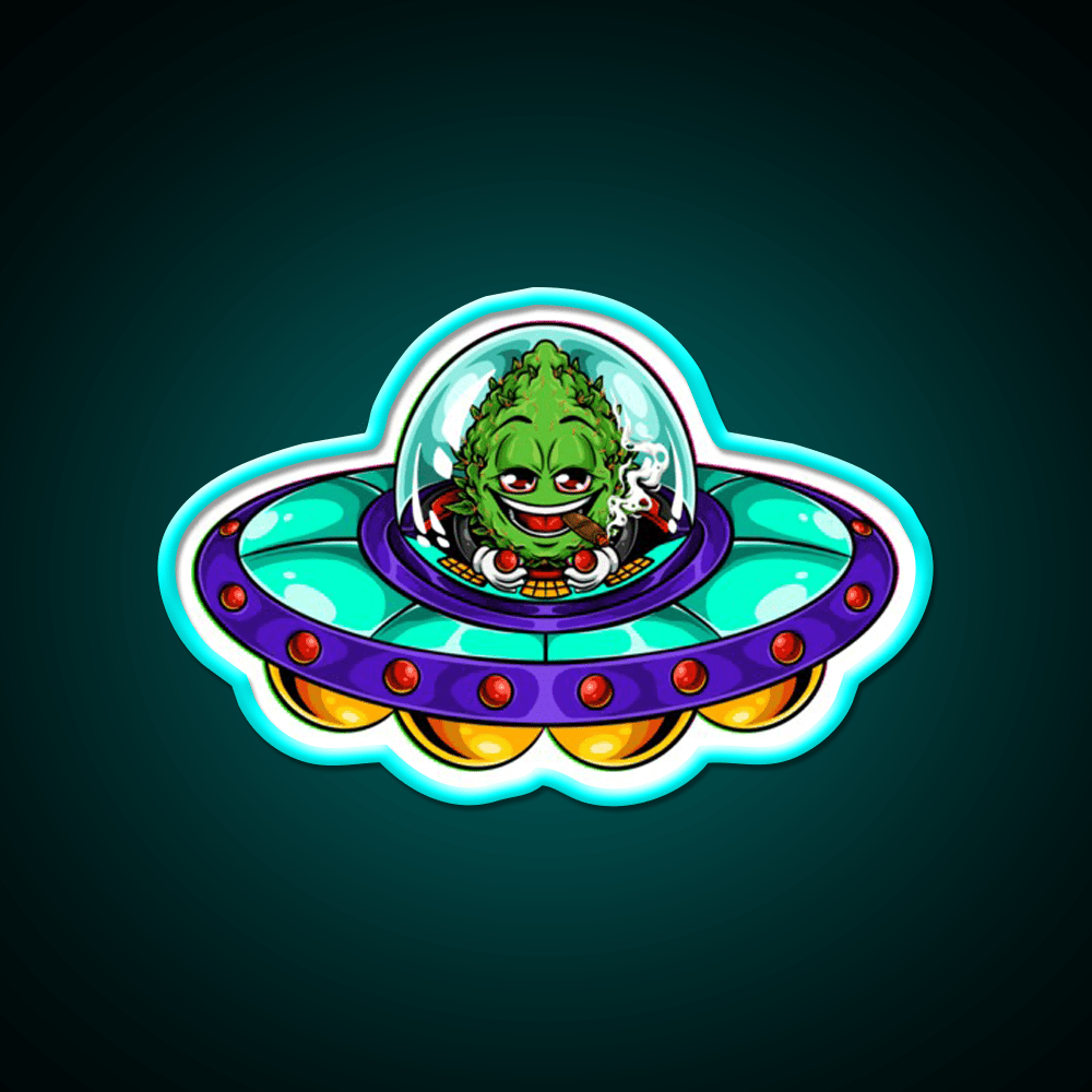 Buds Head Nugz Alien Labs Ufo Hemp Inspired Green Leaf Led Neon Sign Rgb Color - Shineneon