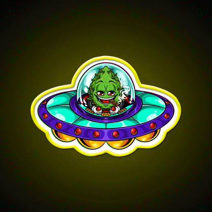 Buds Head Nugz Alien Labs Ufo Hemp Inspired Green Leaf Led Neon Sign Rgb Color - Custom LED neon sign front view