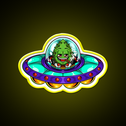 Buds Head Nugz Alien Labs Ufo Hemp Inspired Green Leaf Led Neon Sign Rgb Color - LED neon sign view 7