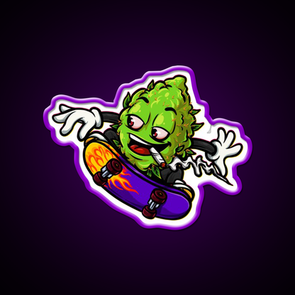 Buds Head Nugz Skateboard Hemp Inspired Green Leaf Led Neon Sign Rgb Color - LED neon sign view 9