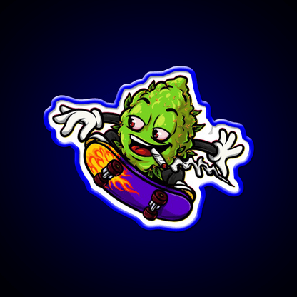 Buds Head Nugz Skateboard Hemp Inspired Green Leaf Led Neon Sign Rgb Color - Shineneon