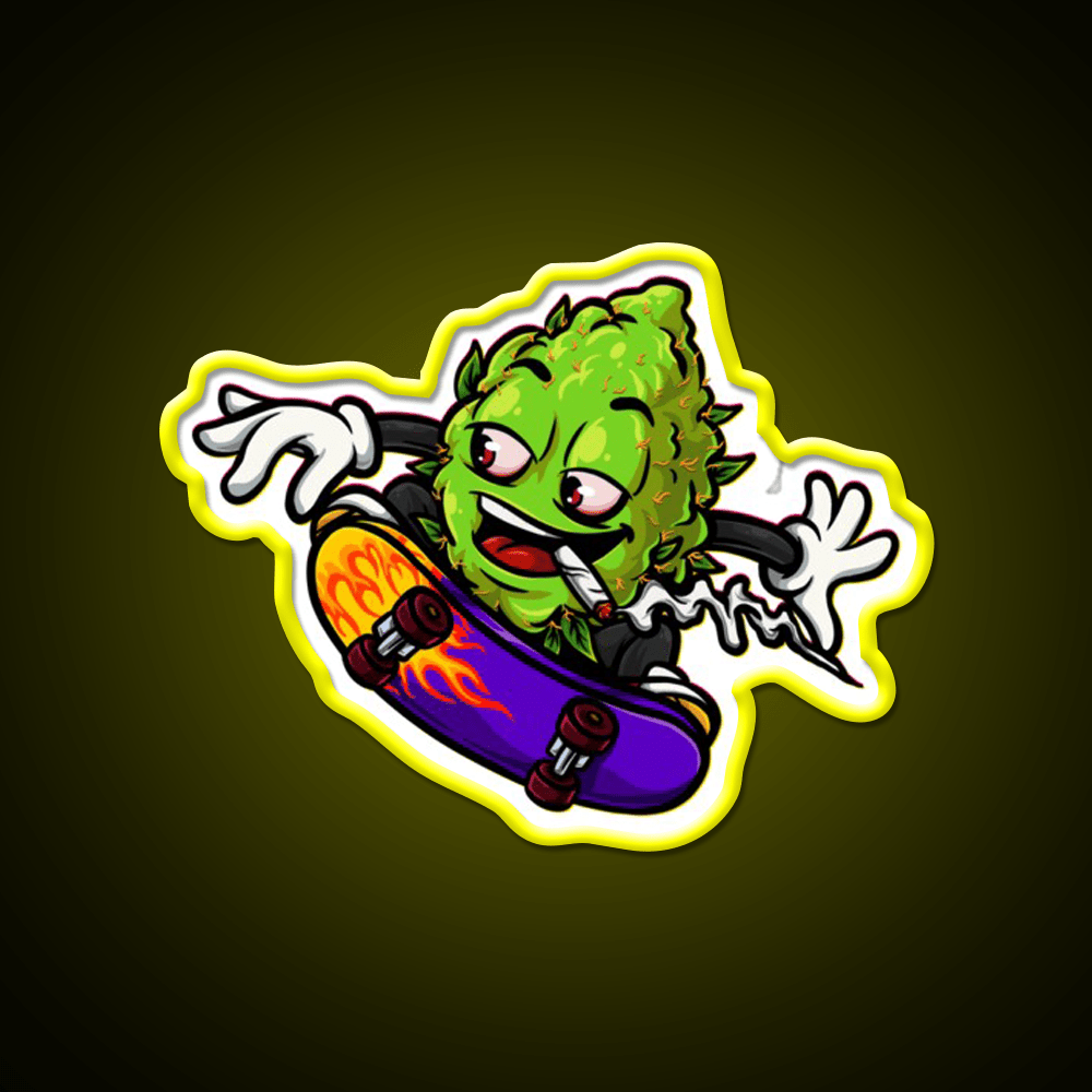 Buds Head Nugz Skateboard Hemp Inspired Green Leaf Led Neon Sign Rgb Color - Shineneon