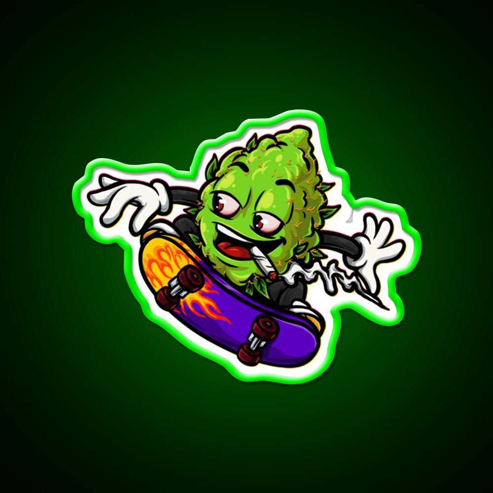 Buds Head Nugz Skateboard Hemp Inspired Green Leaf Led Neon Sign Rgb Color - Shineneon