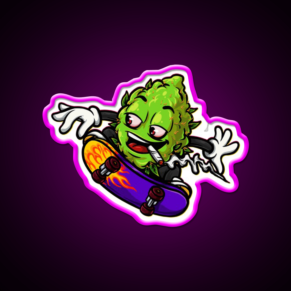 Buds Head Nugz Skateboard Hemp Inspired Green Leaf Led Neon Sign Rgb Color - Shineneon