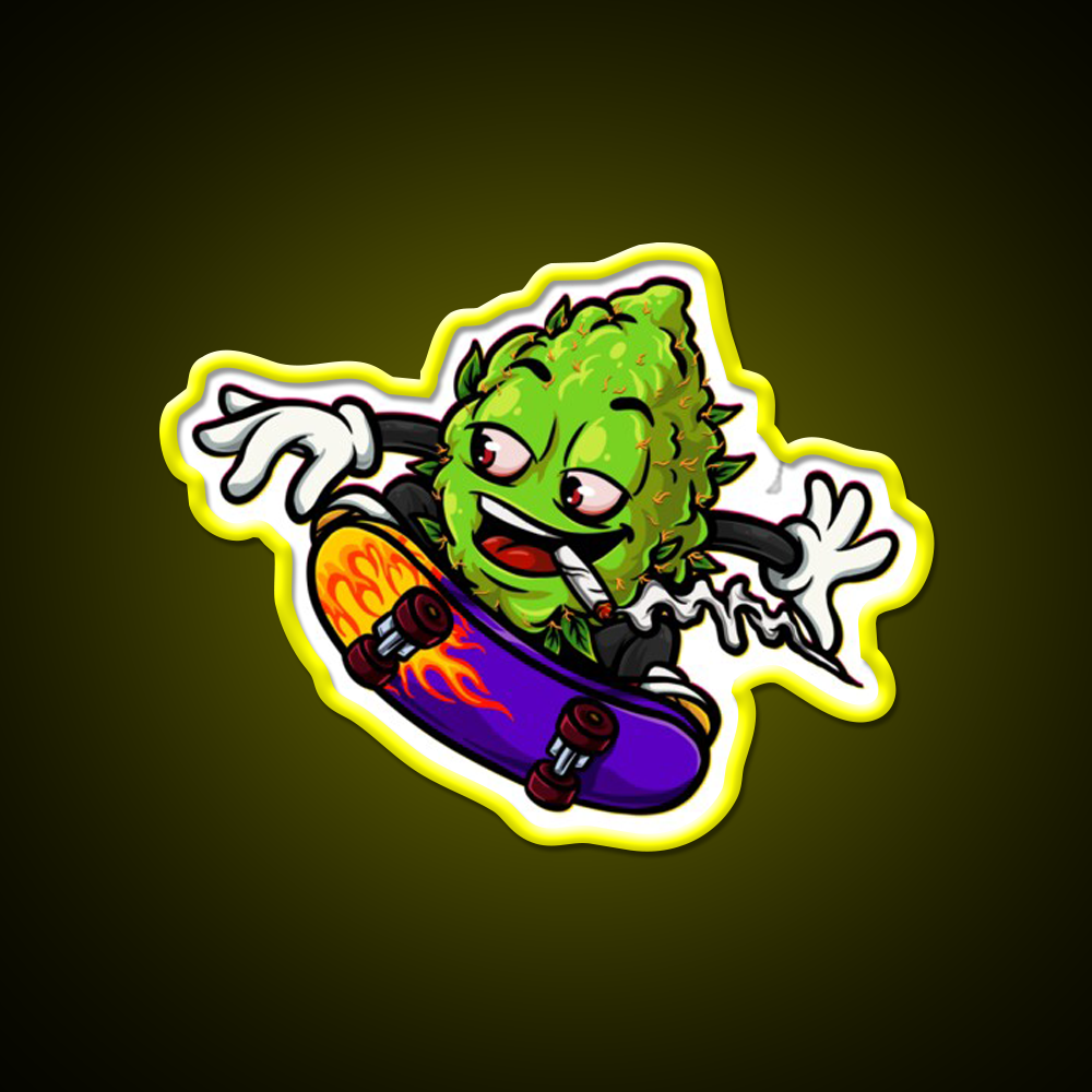 Buds Head Nugz Skateboard Hemp Inspired Green Leaf Led Neon Sign Rgb Color - LED neon sign view 7