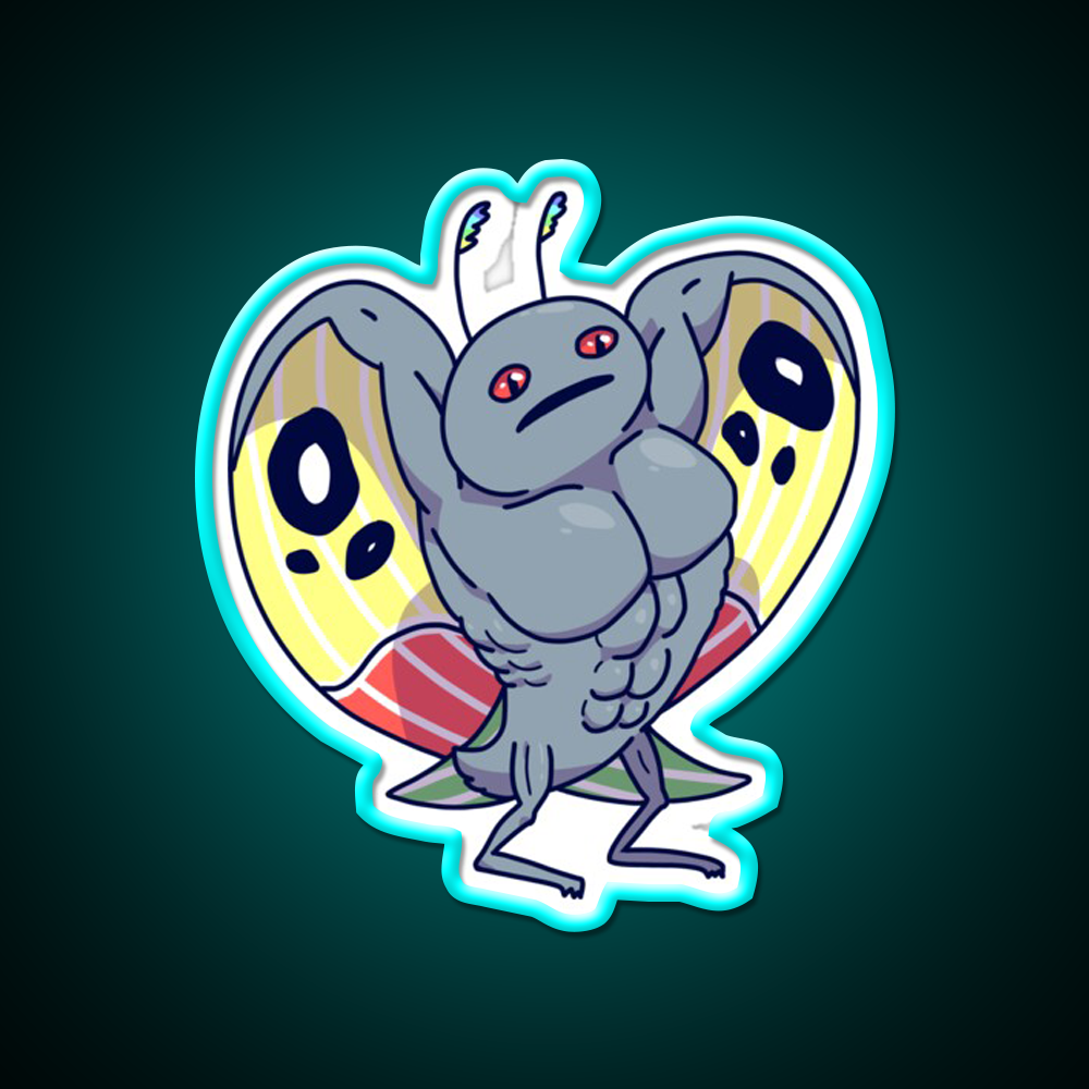 Buff Mothman Gym Fitness Led Neon Sign Rgb Color - Size and dimension reference