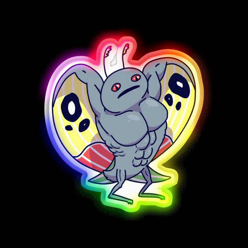 Buff Mothman Gym Fitness Led Neon Sign Rgb Color - LED neon sign close-up detail