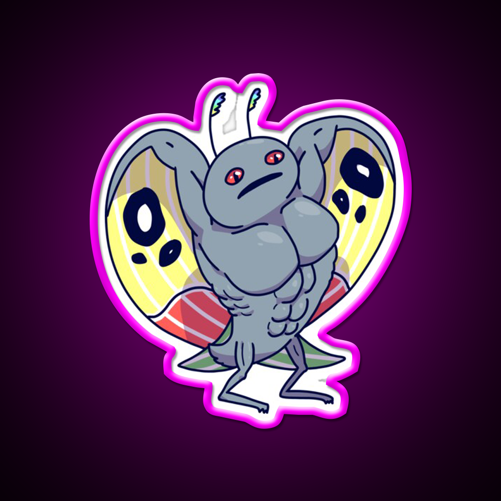 Buff Mothman Gym Fitness Led Neon Sign Rgb Color - Neon sign mounted on wall in room