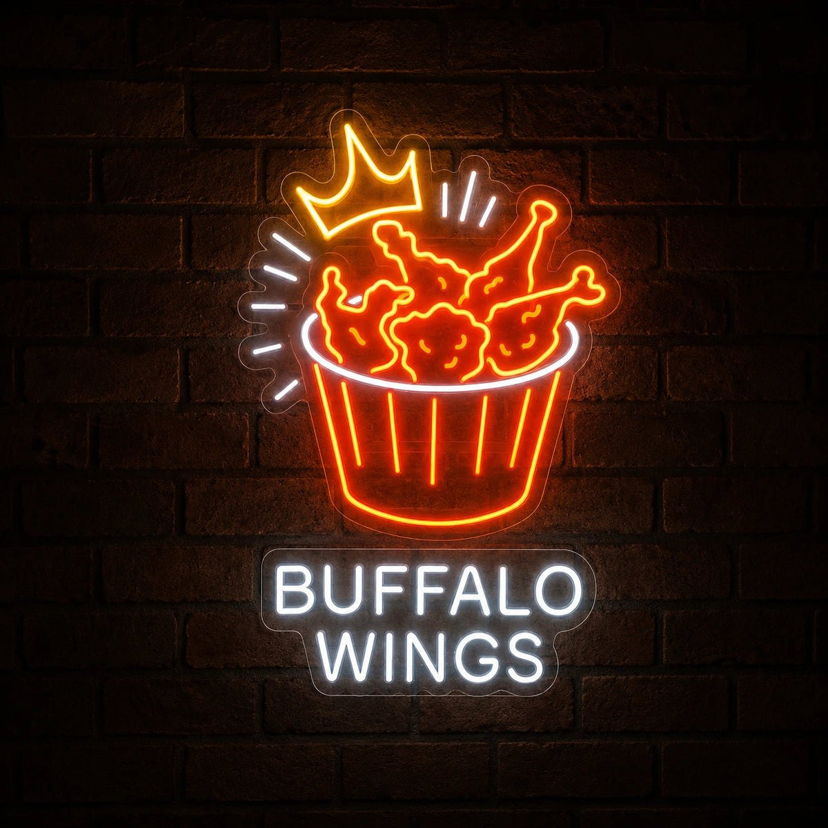 Buffalo Wings Bucket Crown LED Neon Sign - Shineneon
