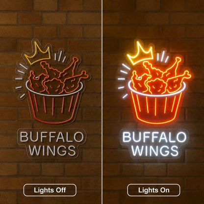 Buffalo Wings Bucket Crown LED Neon Sign - Shineneon