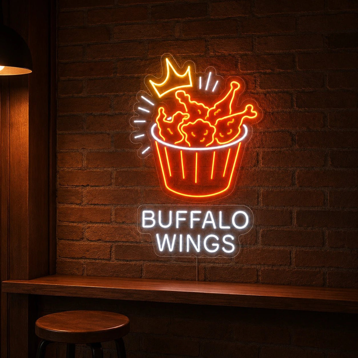 Buffalo Wings Bucket Crown LED Neon Sign - Shineneon