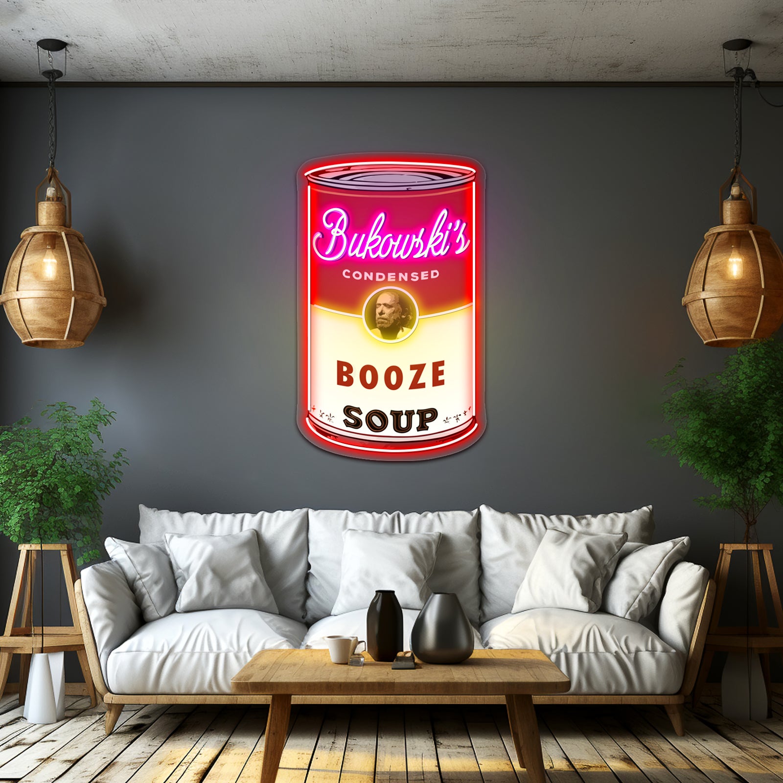 Bukowski Booze Soup Artwork Business Neon Sign | Shineneon