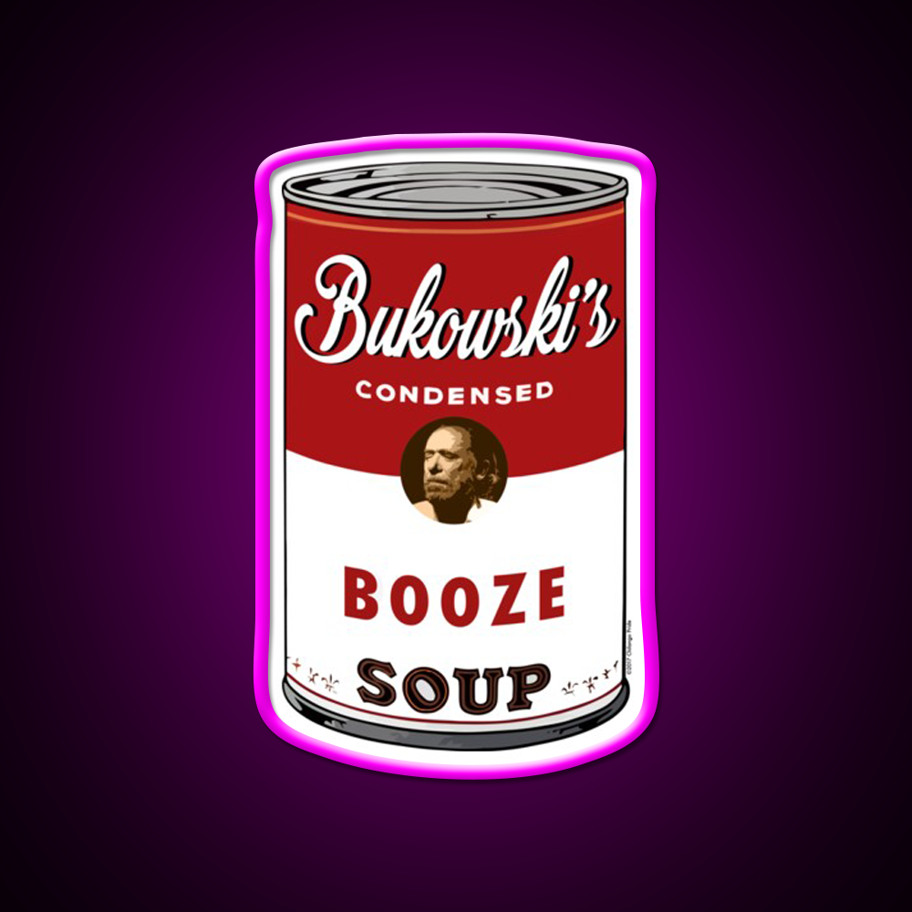 Bukowski Booze Soup Beer Bar Decor Led Neon Sign Rgb Color - Neon sign mounted on wall in room