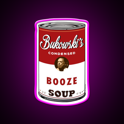 Bukowski Booze Soup Beer Bar Decor Led Neon Sign Rgb Color - Neon sign mounted on wall in room