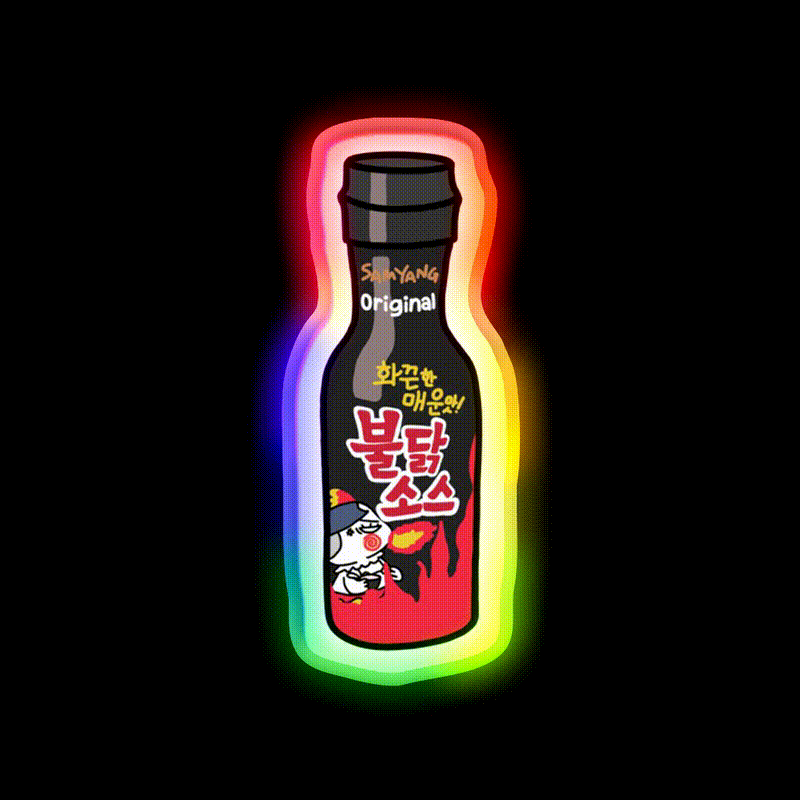 Buldak Sauce Snack Food Led Neon Sign Rgb Color - LED neon sign close-up detail