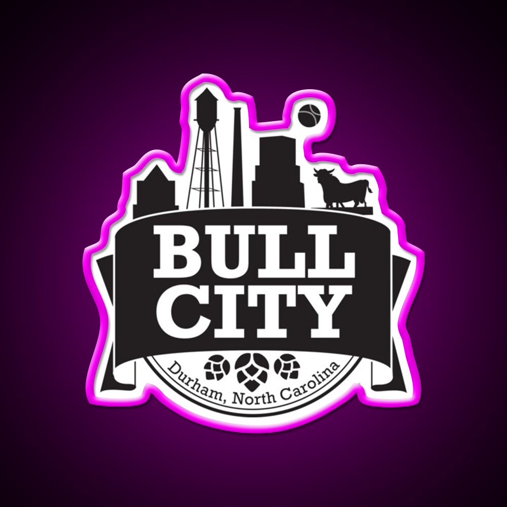 Bull City Beer Bar Decor Led Neon Sign Rgb Color - Neon sign mounted on wall in room