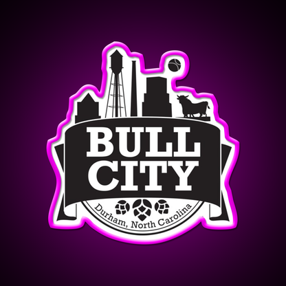 Bull City Beer Bar Decor Led Neon Sign Rgb Color - Neon sign mounted on wall in room