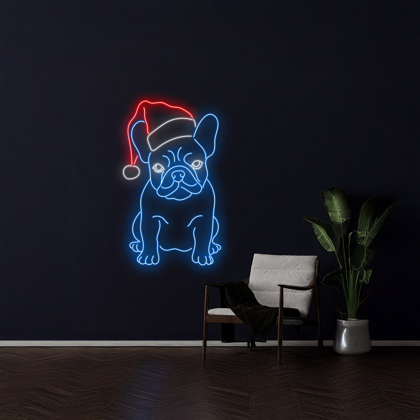 Bull Dog Neon Light Happy New Year Decor