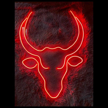 Bull Head Red Led Neon Sign For Bar Restaurant Home Decor | Shineneon
