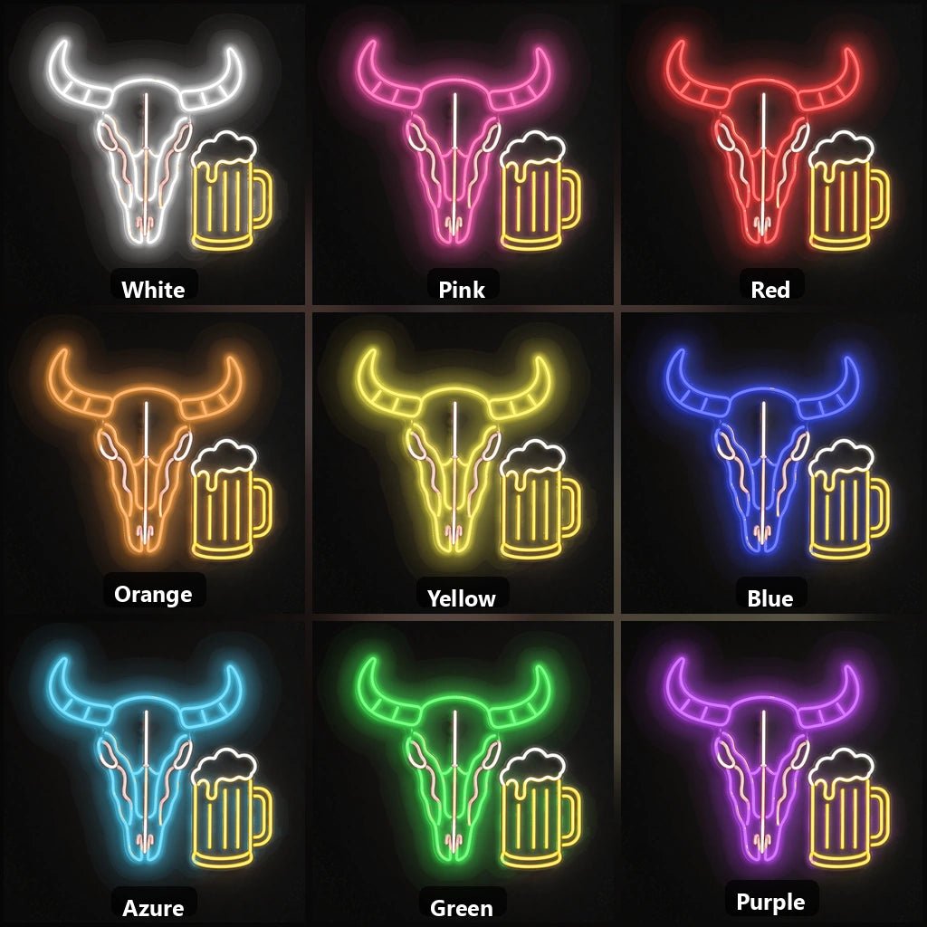 Bull Skull Beer Mug Vintage LED Neon Sign - Shineneon