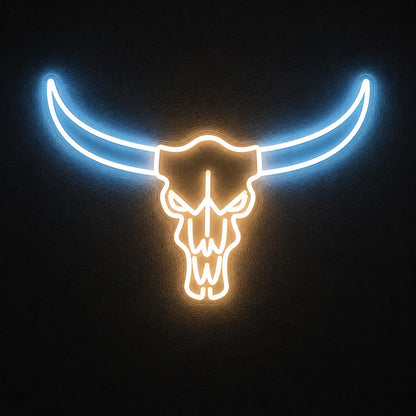 Bull Skull Long Horns Vintage LED Neon Sign main product image