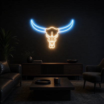 Bull Skull Long Horns Vintage LED Neon Sign - Shineneon