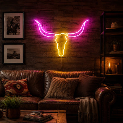 Bull Skull Neon Sign Wall Art LED Neon Sign real lifestyle scene