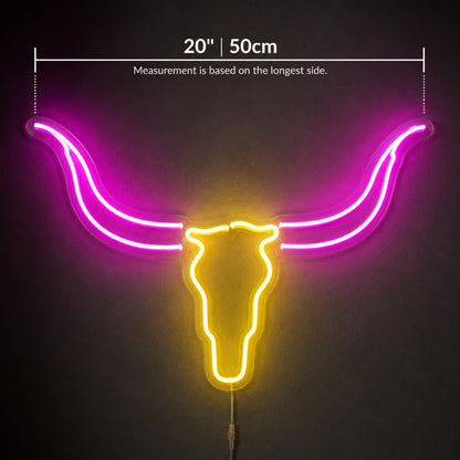Bull Skull Neon Sign Wall Art LED Neon Sign size image