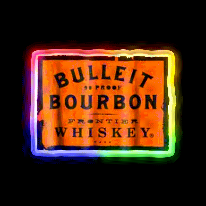 Bulleit Bourbon Frontier Whiskey Wine Whiskey Drink Bar Led Neon Sign Rgb Color