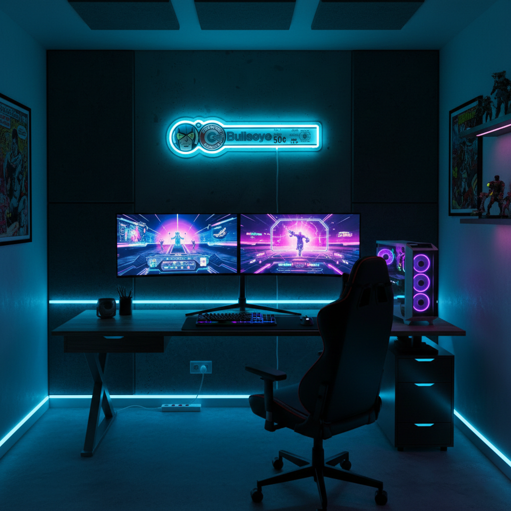 ShineNeon™ Retro Bullseye Comic Ledger LED Neon Sign - Superhero Wall Decor