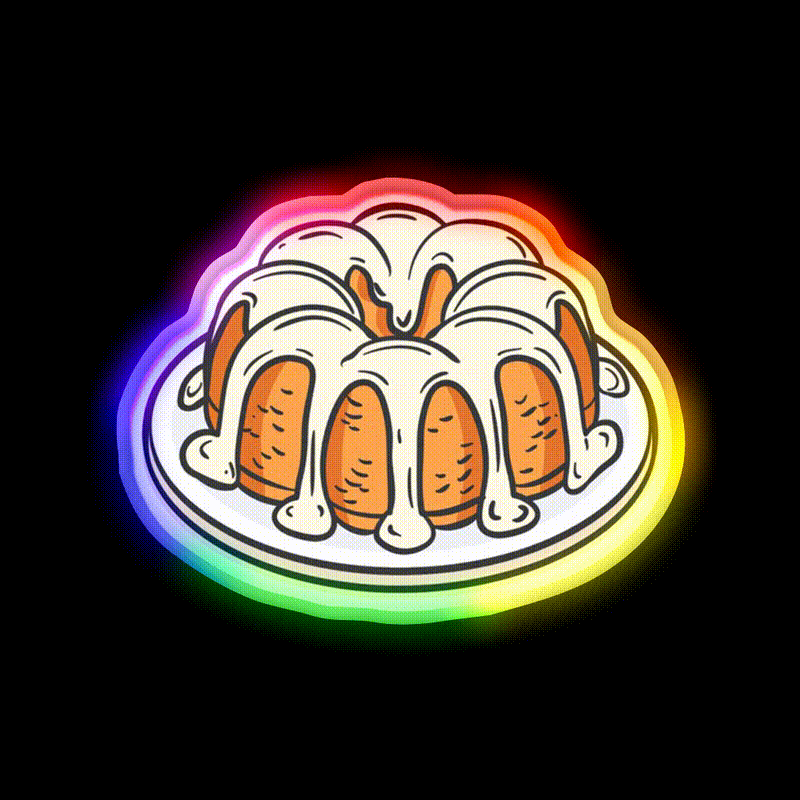 Bundt Cake Snack Food Led Neon Sign Rgb Color - LED neon sign close-up detail