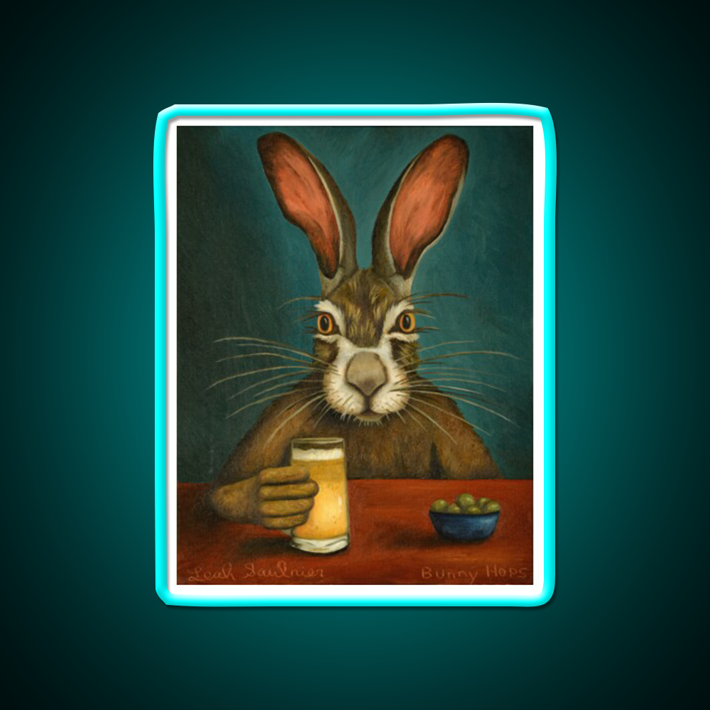 Bunny Hops Beer Bar Decor Led Neon Sign Rgb Color - Size and dimension reference