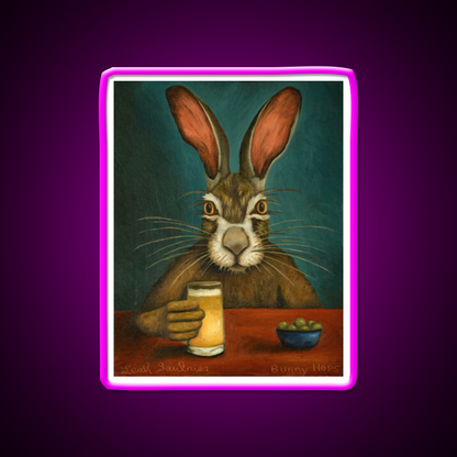 Bunny Hops Beer Bar Decor Led Neon Sign Rgb Color - Neon sign mounted on wall in room