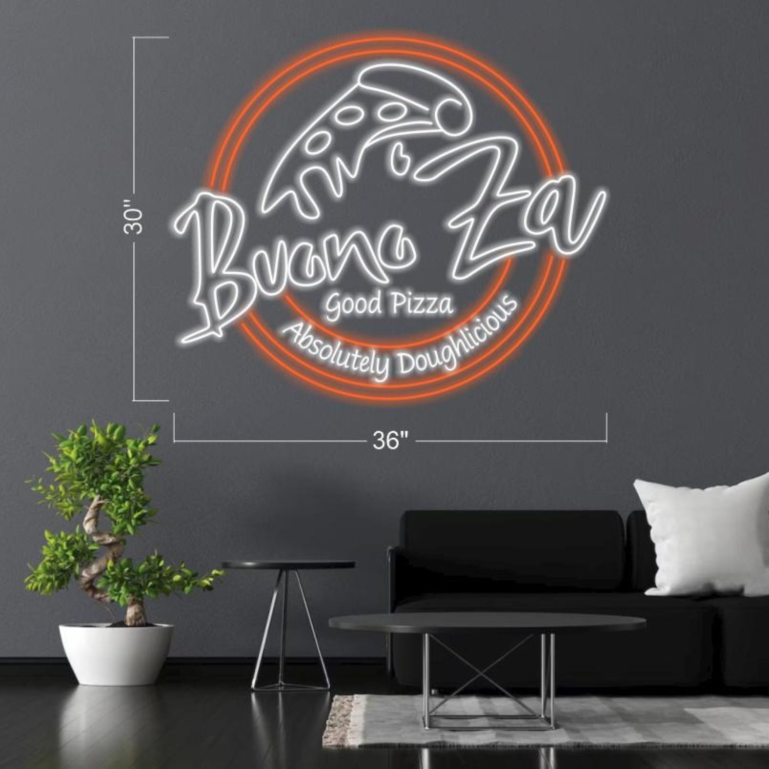 Buono Za Good Pizza Orange-White Led Neon Sign For Home Shop Decor | Shineneon