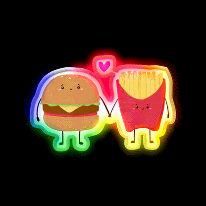 Burger And Fries Love Fast Food Led Neon Sign For Burger Place Rgb Color