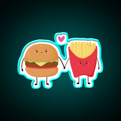 Burger And Fries Love Fast Food Led Neon Sign For Burger Place Rgb Color - Shineneon
