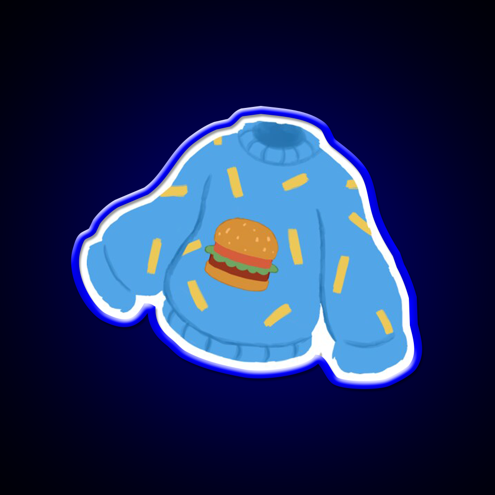 Burger And Fries Sweater Fast Food Led Neon Sign For Burger Place Rgb Color
