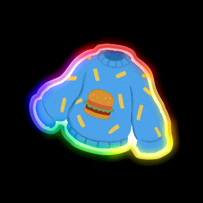 Burger And Fries Sweater Fast Food Led Neon Sign For Burger Place Rgb Color
