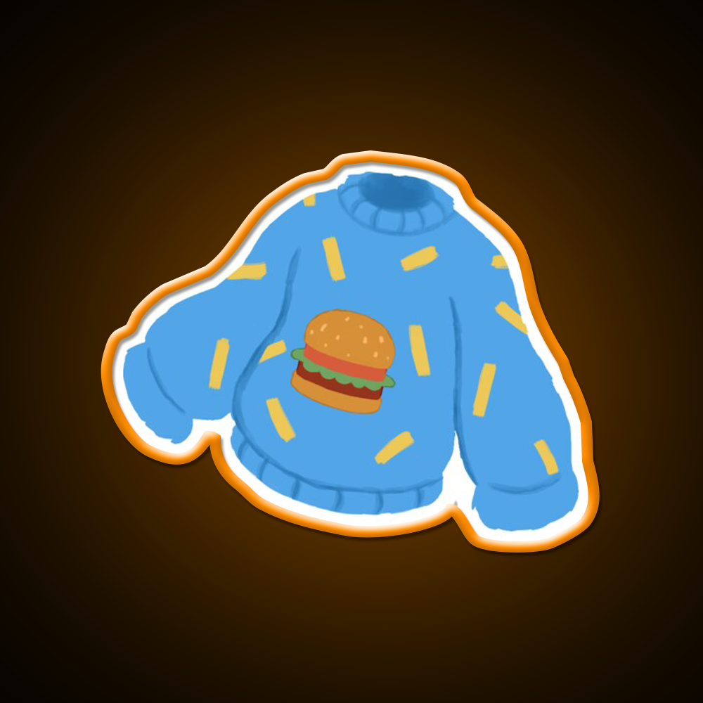 Burger And Fries Sweater Fast Food Led Neon Sign For Burger Place Rgb Color