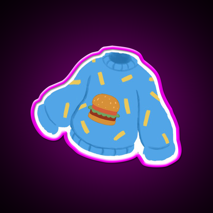 Burger And Fries Sweater Fast Food Led Neon Sign For Burger Place Rgb Color